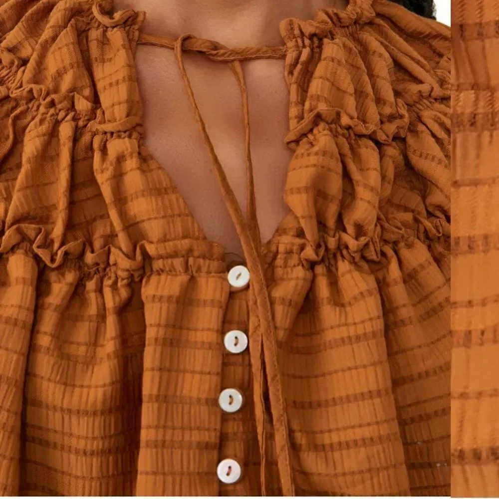 NWT Free people crop top long sleeve blouse S
